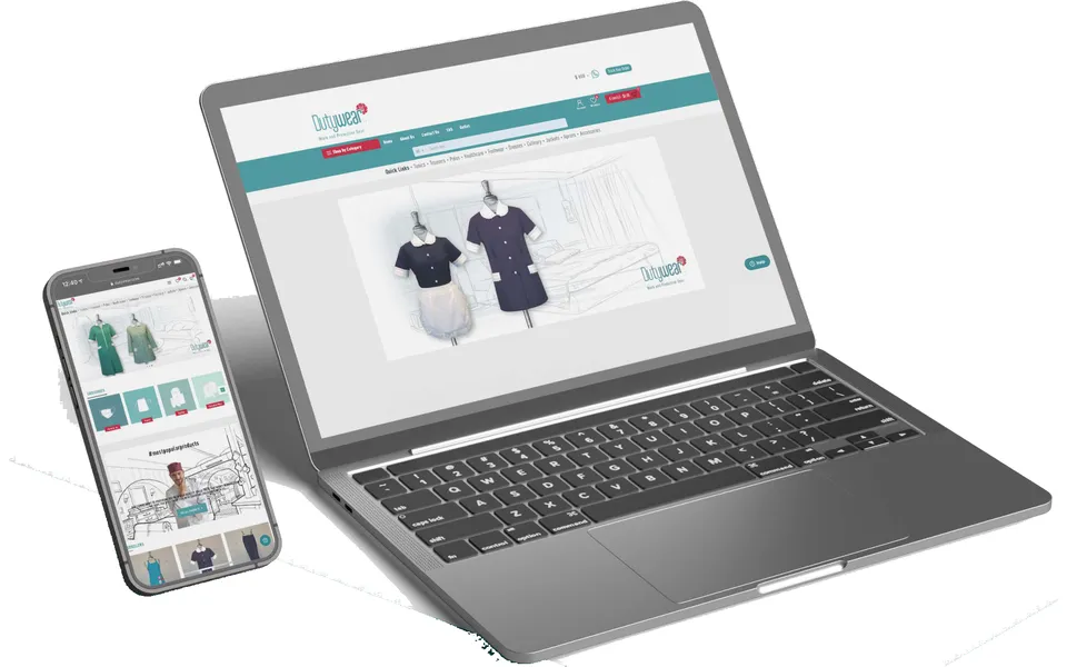 Dutywear e-commerce site for Emile Rassam on a laptop and a phone